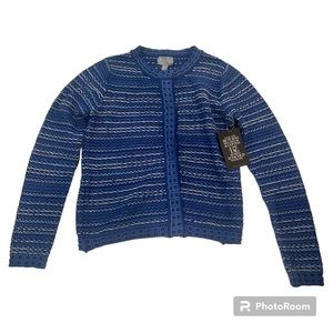 Pure Collection NWT blue white knit sweater jacket